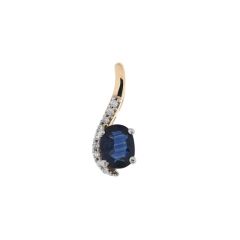 Pendentif Or Jaune 750 Saphir Ovale 5x4mm et Diamant
