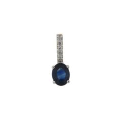 Pendentif Or Jaune 750 Saphir Ovale 5x4mm et Diamant