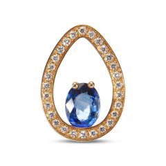 Pendentif Or Jaune 750 Saphir Ovale et Diamant