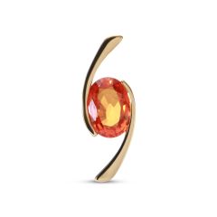 Pendentif Or Jaune 750 SaphirOrange Ovale 8x6mm