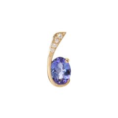 Pendentif Or Jaune 750 Tanzanite Ovale 7x5mm et Diamant