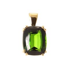 Pendentif Or Jaune 750 Tourmaline Verte Coussin 12x10mm