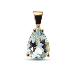 Pendentif Or Jaune Aigue Marine Poire 12x8mm