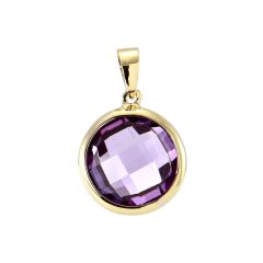 Pendentif Or Jaune Améthyste ronde 10mm
