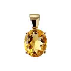 Pendentif Or Jaune Citrine Ovale 12x10mm