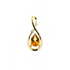 Pendentif Or Jaune Citrine Poire 7x5mm
