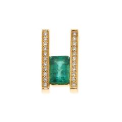Pendentif Or Jaune Emeraude Rpc 7x5mm et diamant