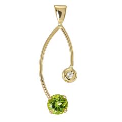 Pendentif Or Jaune Péridot Rond et Diamant