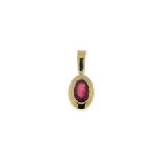 Pendentif Or Jaune Rubis 6x4mm Serti Clos
