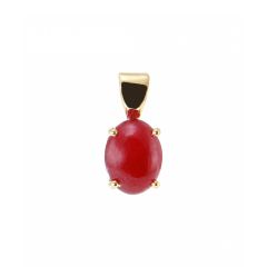 Pendentif Or Jaune Rubis Cabochon 8x6mm