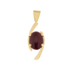Pendentif Or Jaune Rubis Cabochon Ovale 9x7mm