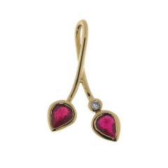 Pendentif Or Jaune Rubis Poire 6x5mm et Diamant