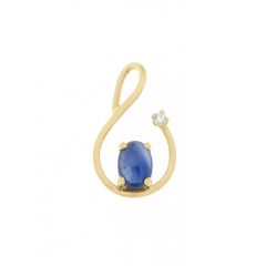Pendentif Or Jaune Saphir Cabochon et Diamant