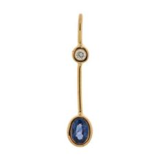 Pendentif Or Jaune Saphir et diamant Serti Clos