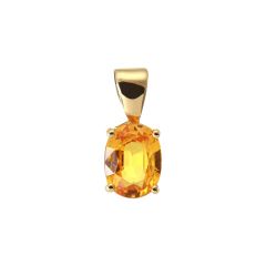 Pendentif Or Jaune Saphir Jaune Ovale 8x6mm