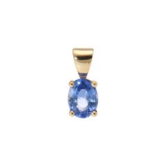 Pendentif Or Jaune Saphir Ovale 7x5mm