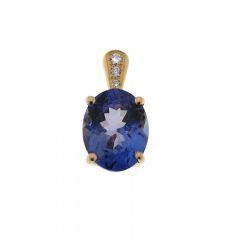 Pendentif Or Jaune Tanzanite Ovale 10x8mm et Diamants
