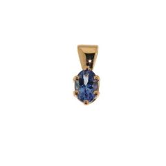 Pendentif Or Jaune Tanzanite Ovale 6x4mm Serti Griffes
