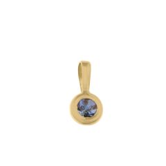 Pendentif Or Jaune Tanzanite Ronde 4mm