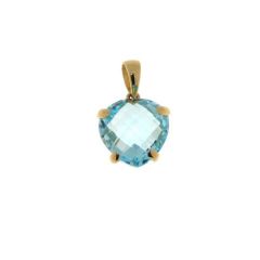 Pendentif Or Jaune Topaze Bleue Traitée Dome 10mm
