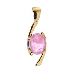 Pendentif Or Jaune Tourmaline Rose Cabochon 9x7mm