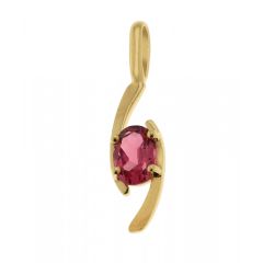 Pendentif Or Jaune Tourmaline Rose Ovale 7x5mm