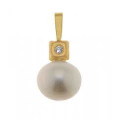 Pendentif Or Perle 11mm et Diamant