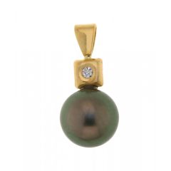 Pendentif Or Perle de Tahiti 10mm et Diamant