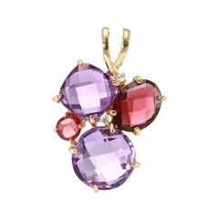 Pendentif Or Rose 750 Améthysteet Grenat