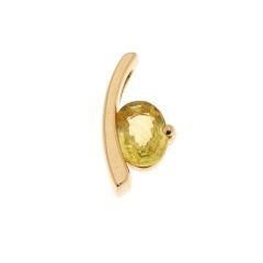 Pendentif Or Saphir Jaune Traité Ovale 8x6mm