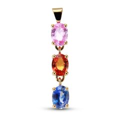 Pendentif OrJaune 750 Saphirs Multicolores