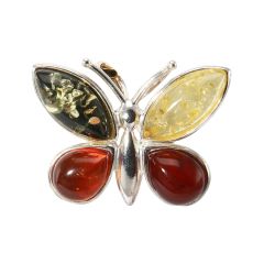 Pendentif Papillon Argent et Ambre