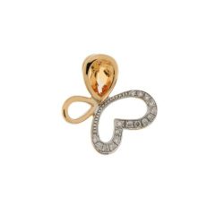 Pendentif Papillon Or Jaune Citrine et Diamant