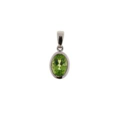 Pendentif Péridot Ovale 7x5mm Or Blanc