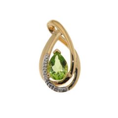 Pendentif Péridot Poire 7x5mm Or Jaune et Diamants