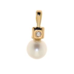 Pendentif Perle 8mm Diamant Or Jaune
