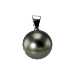 Pendentif Perle de Tahiti 10mm montée sur Or Blanc 750