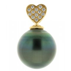 Pendentif Perle de Tahiti 16mm et Diamants