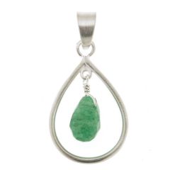 Pendentif Poire en Argent 925 Satiné et Aventurine