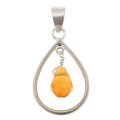 Pendentif Poire en Argent 925 Satiné et Cornaline