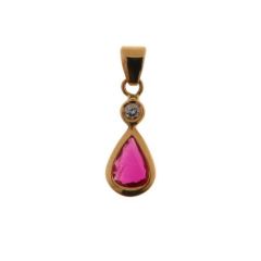 Pendentif Rubis poire et Diamant