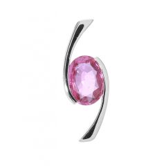 Pendentif Saphir Rose Ovale 8x6mm Or Blanc