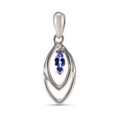 Pendentif Tanzanite Marquise 4x2mm et Diamant Or Blanc 375