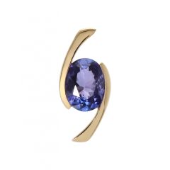 Pendentif Tanzanite Ovale 10x8mm Or Jaune