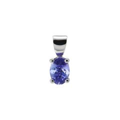 Pendentif Tanzanite Ovale 7x5mm Or Blanc