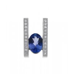 Pendentif Tanzanite Ovale 8x6mm et Diamants en Or Blanc