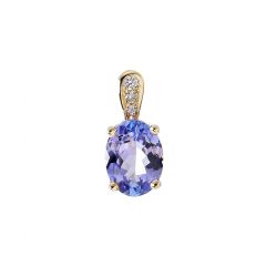 Pendentif Tanzanite Ovale 8x6mm et Diamants Or jaune