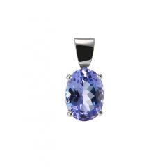 Pendentif Tanzanite Ovale 8x6mm Or Blanc