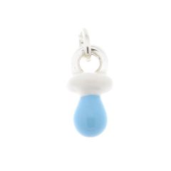Pendentif Tétine garçon en Argent 925 et émail bleu