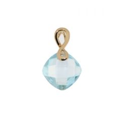 Pendentif Topaze bleue traitée Coussin 8mm Or Jaune 750